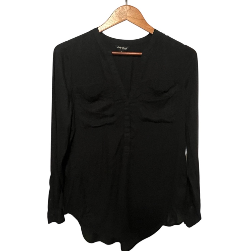 Lucky Brand Black V-Neck Blouse